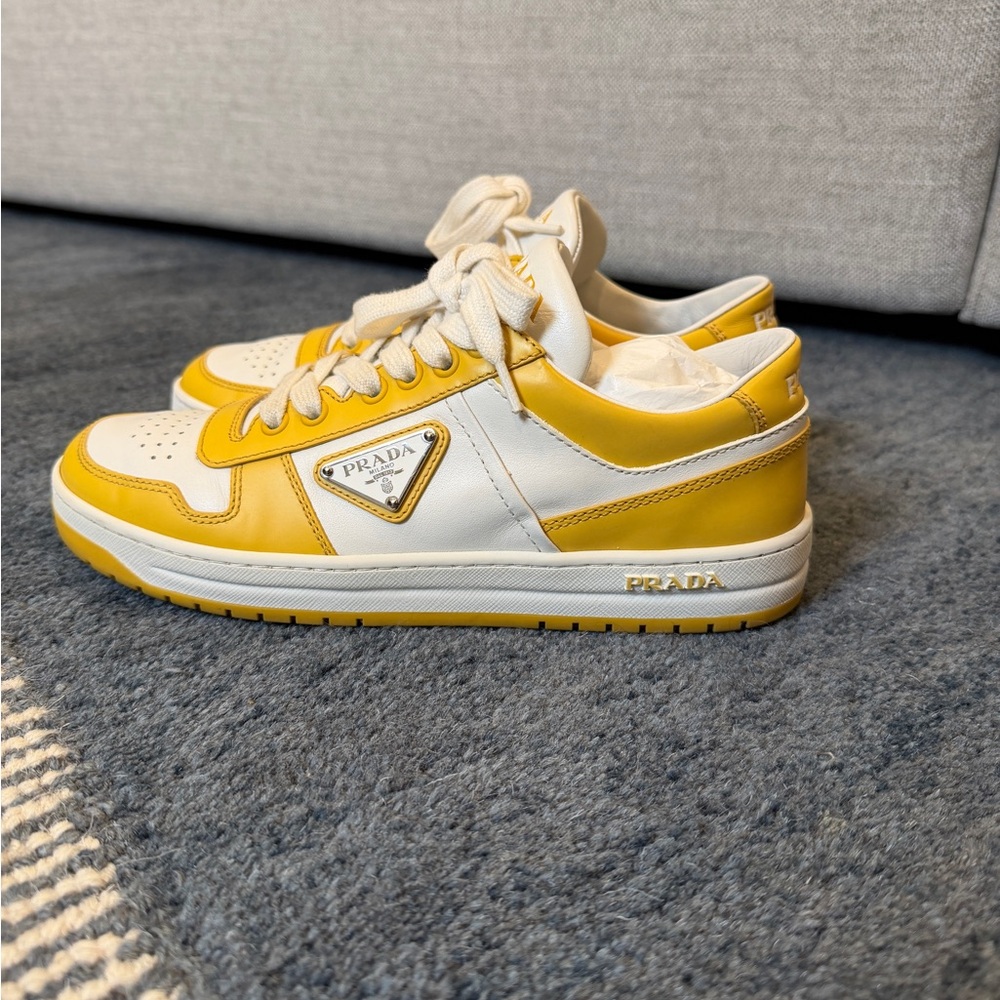 Prada Cassette Yellow Leather Sneakers